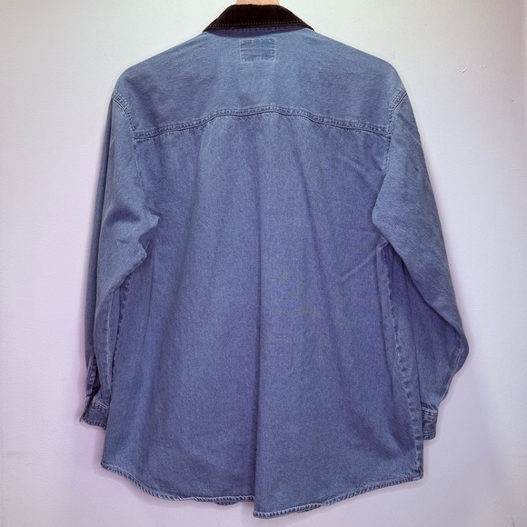 Vintage 90s Let’s Quiz Again Ugly Christmas Denim‎ Shirt Western Cowboy Cats L - Picture 8 of 12